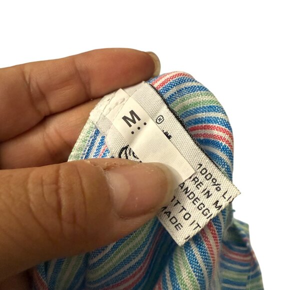 Idillio Positano Linen Candy Striped Beachy Long Sleeve Button Shirt Mens Medium - Picture 5 of 7